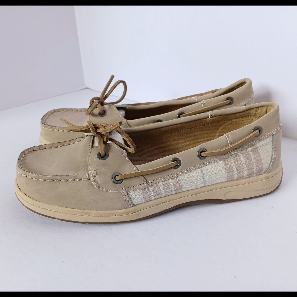 🤍 Croft & Barrow Leather Slip On Boat Shoes Flats Moccasins Kohl's Womens 8